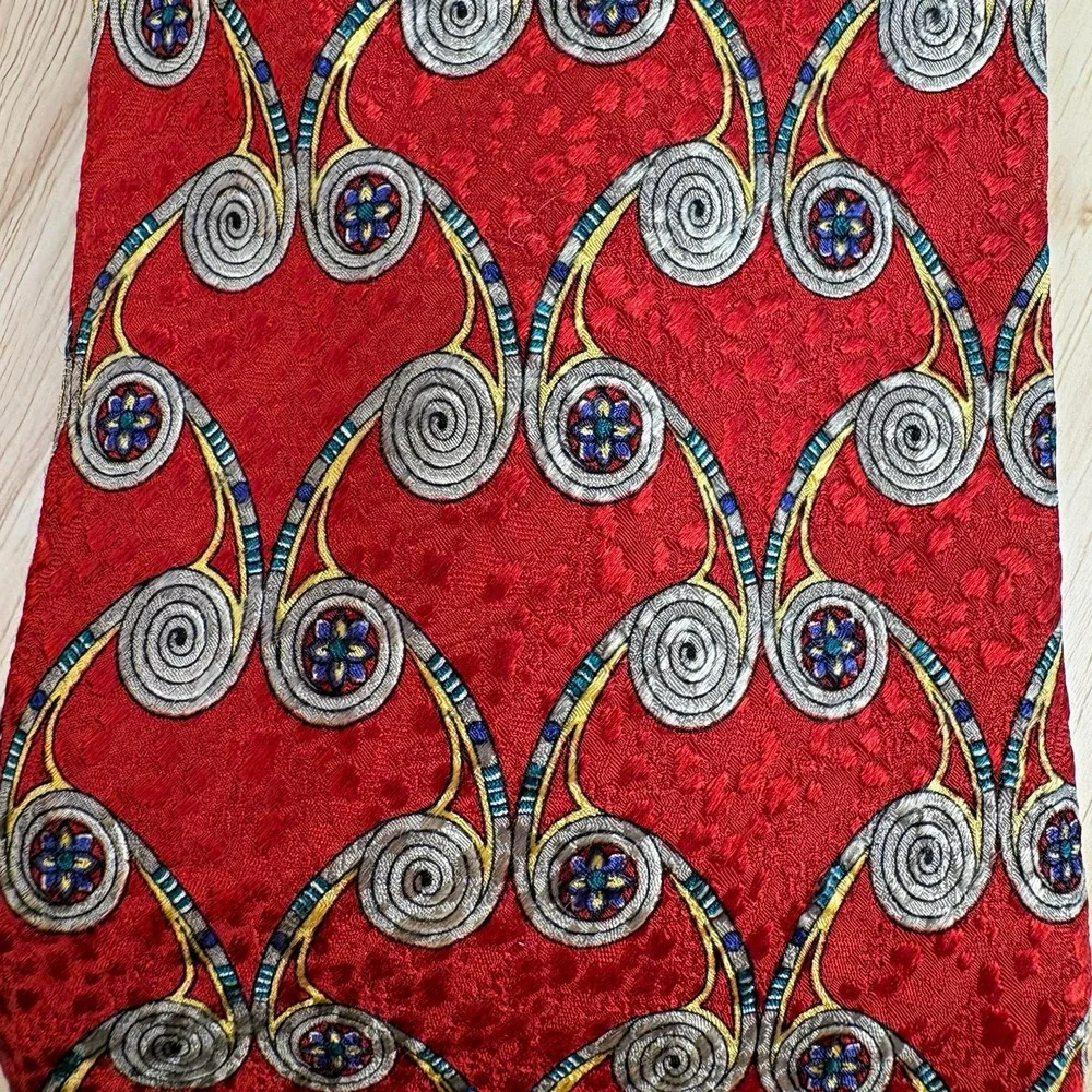 Robert Talbott Men's Red Geometric Abstract Woven Silk Designer Tie One Size